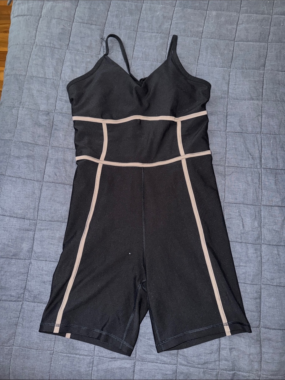 Abercrombie & Fitch Black Romper with Cream Piping